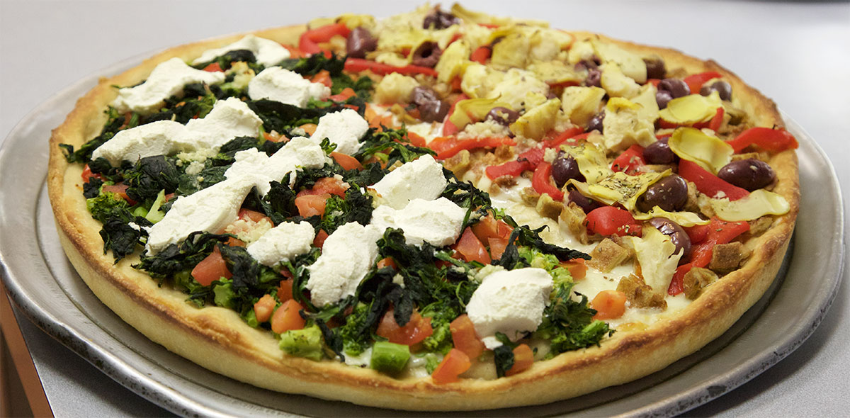 photo of a pan pizza